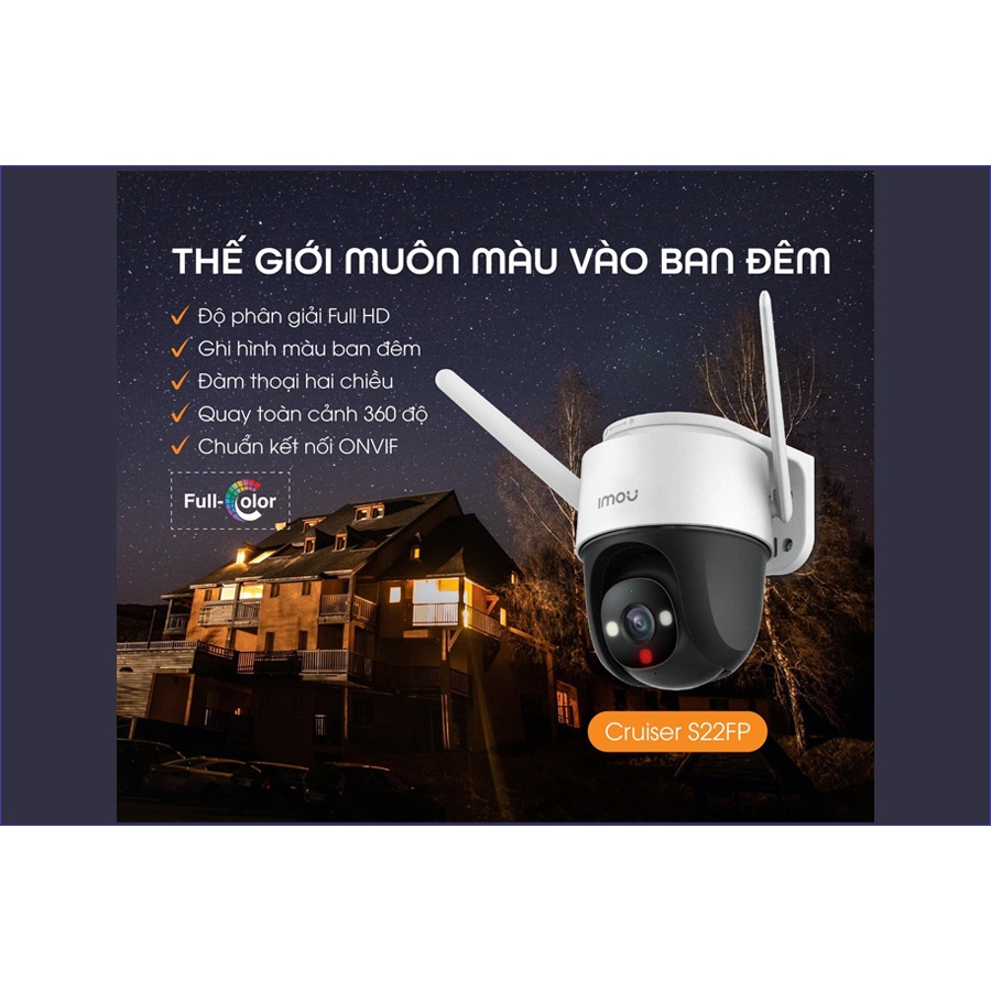 Camera WIFI IMOU S22FP 1080P / S42P 2K 4MP ngoài trời có màu ban đêm, xoay 360 IMOU PTZ Cruiser (DSS phân phối)) | BigBuy360 - bigbuy360.vn