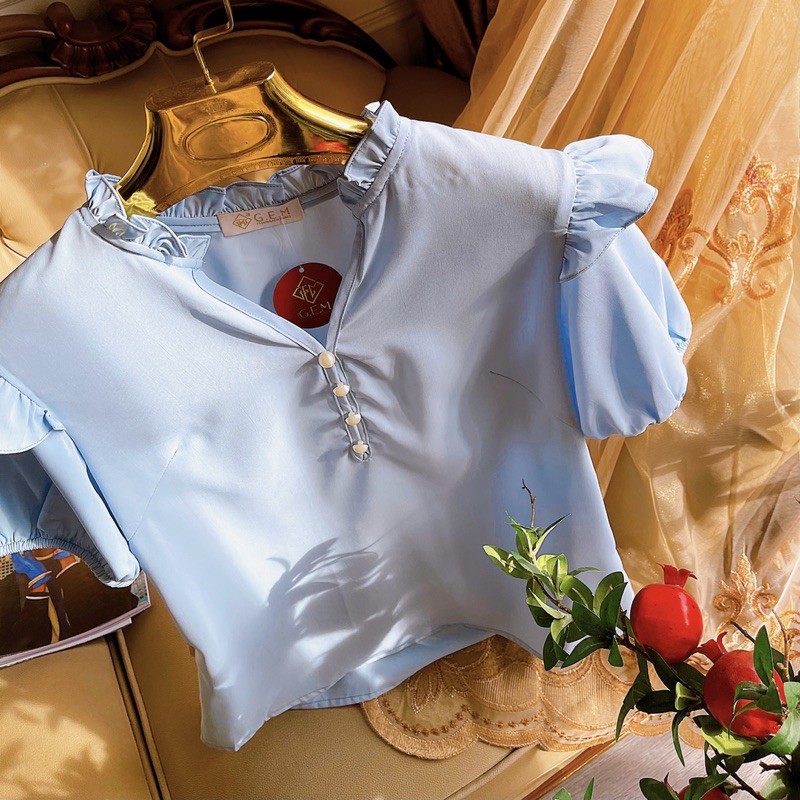 Áo kiểu cách điệu G168 đủ size, phối bèo chất mát, hàng thời trang thiết kế không đụng mẫu GEM.VN