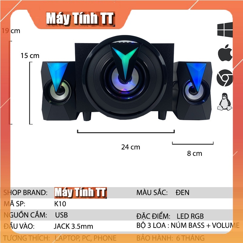 Loa Máy tính có Bluetooth  K10 để bàn  jack cắm usb âm bass mạnh đẹp chất có dây giá rẻ