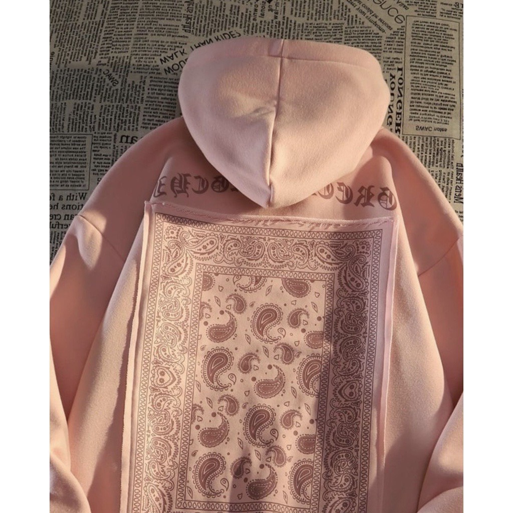 Áo Hoodie Hồng Bandana JOLIE Nữ [FREESHIP]  Sweater thổ cẩm form rộng tay bồng, kiểu dáng vintage cá tính Ulzzang