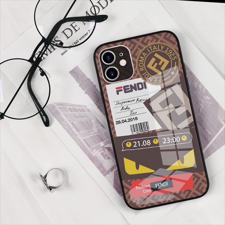 Ốp kính cường lực hình logo Fendi may mắn riêng mình Iphone OK-JC20210012