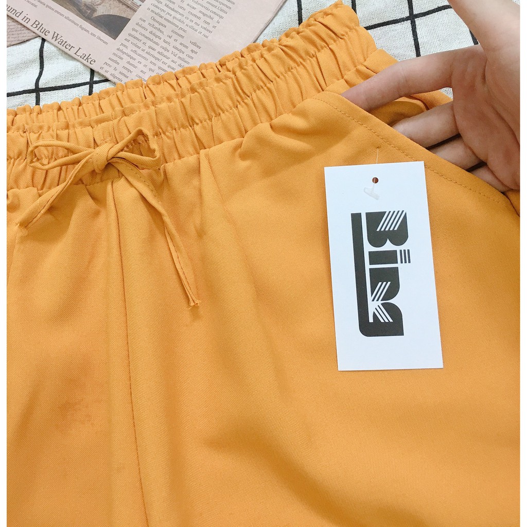 Quần short nữ Bingshop cạp chun vải kaki nhiều màu | BigBuy360 - bigbuy360.vn