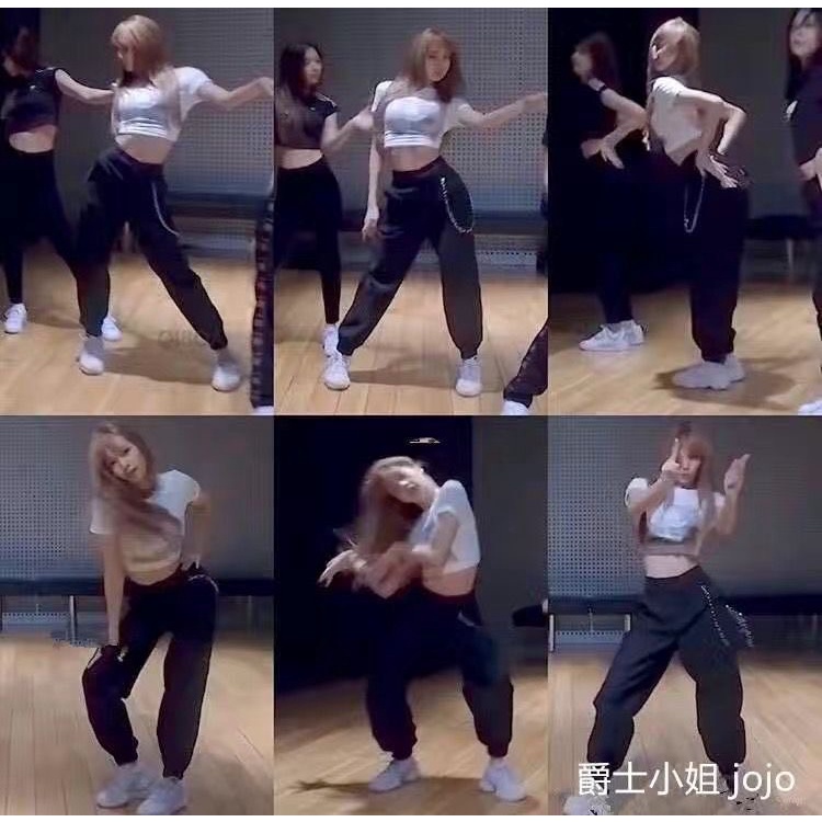 Blackpink Quần Yếm Tập Nhảy Nhạc jazz Lưng Cao Phối Dây Xích Cá Tính