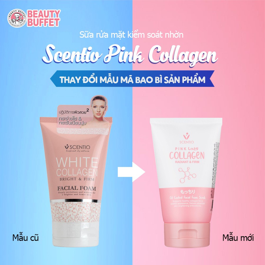 [Cleanser] Sữa rửa mặt cho da dầu mụn kiểm soát nhờn Beauty Buffet Scentio Pink Collagen 100ml