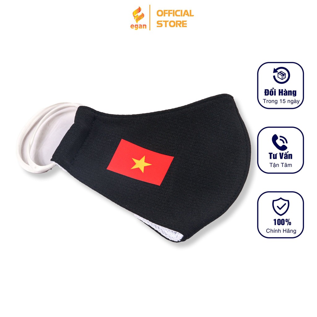Khẩu Trang Vải Màu Đen Kháng Khuẩn EGAN Phiên bản Việt Nam Thiết Kế 3 Lớp Kháng Khuẩn Cao Thoải Mái Ôm Vừa Mặt KT03
