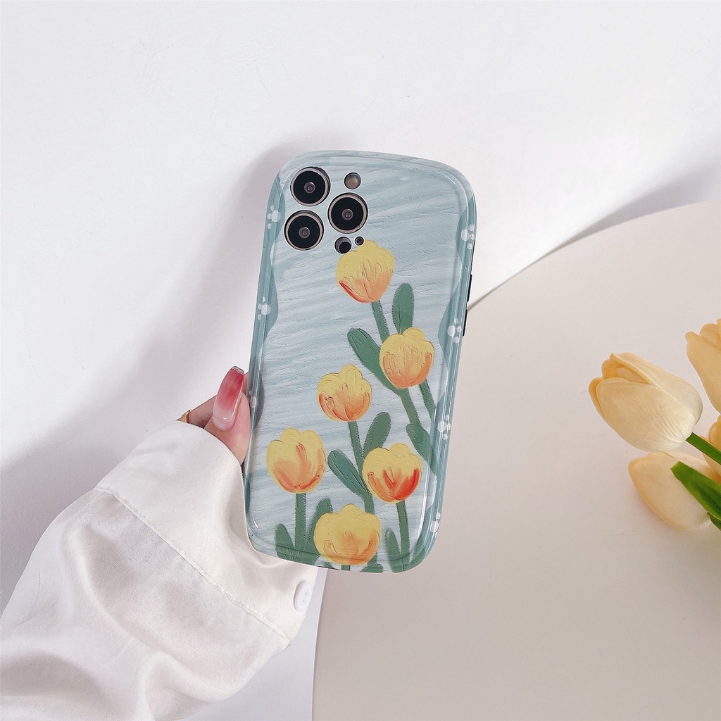 Ốp Điện Thoại Tpu Silicon Mềm Chống Sốc In Hình Hoa Tulip Cho iphone 11 12 13Pro Max XS Max X XS XR