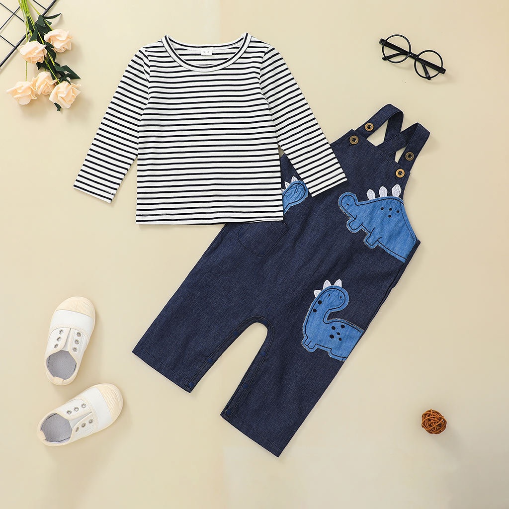 Bộ Đồ Quần Áo Bé Trai Áo Thun Tay Dài Và Body Yếm Set Thời Trang Cho Bé Trẻ em Sơ Sinh 0-24 Tháng