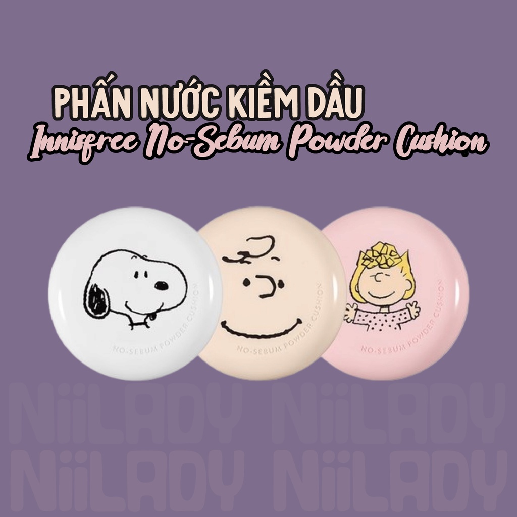 Phấn nước kiềm dầu Innisfree No-Sebum Powder Cushion (Innisfree x Peanuts)