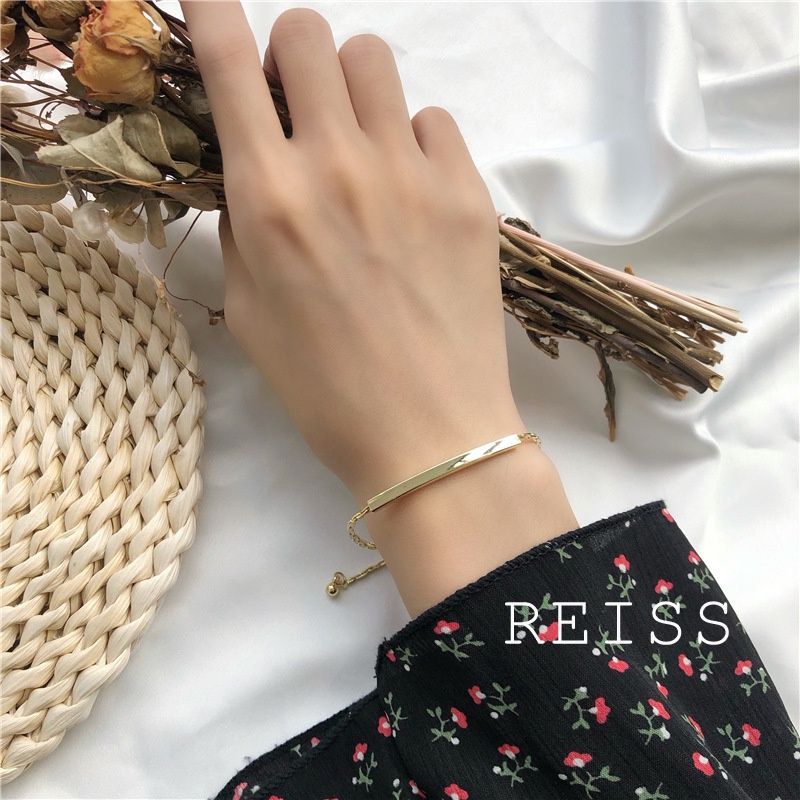 Vòng tay kim loại đơn giản của Hàn Quốc dành cho nam và nữ Món quà cặp đôi có thể điều chỉnh độ dài