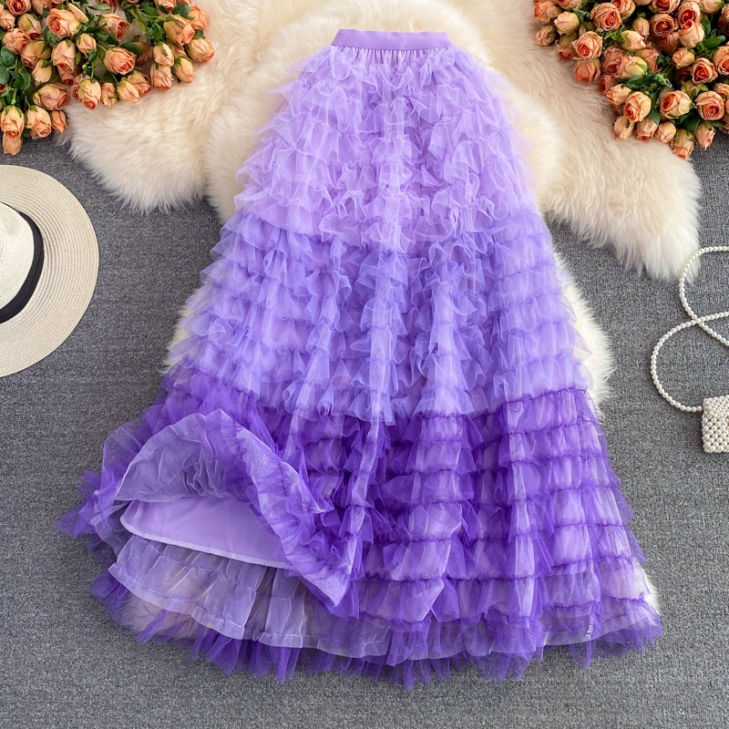 Chân Váy Nữ Dáng Dài Midi TuTu Xếp Tầng Nhiều Màu