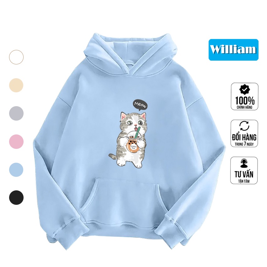 Áo hoodie nam nữ hình Mèo dễ thương chất nỉ bông dày dặn, in Pet cao cấp William - DS217