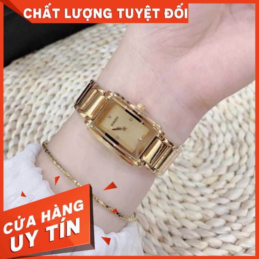 (Bảo hành 12 tháng) [Siêu Phẩm]  Đồng hồ Nữ Rado mặt vuông, thép không rỉ cao cấp