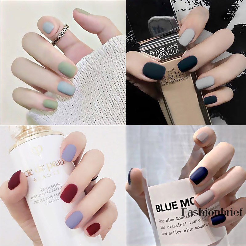 Set 24 móng tay giả màu nhám có thể rửa được tiện dụng