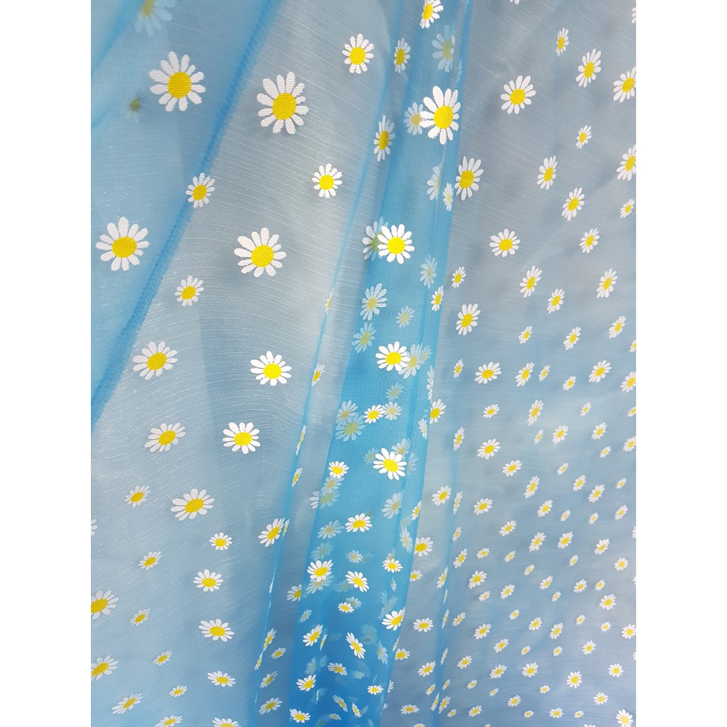Sỉ Vải Voan lưới hoa cúc hot trend 10cm bán từ 50cm trở lên