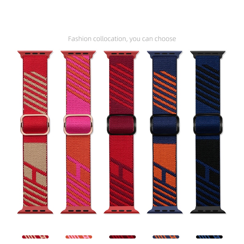 HERMES Vòng Đeo Tay Co Giãn Dệt Thay Thế Cho Đồng Hồ Apple Watch 7/6/5/4/3 / SE series 41mm 45mm 38 40 42 44mm