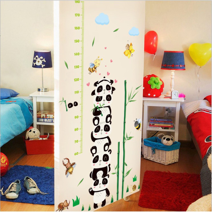 Decan dán tường thước đo chiều cao ⚡ FREESHIP ⚡ Gấu trúc ngộ nghĩnh dễ thương có keo sẵn AmyShop