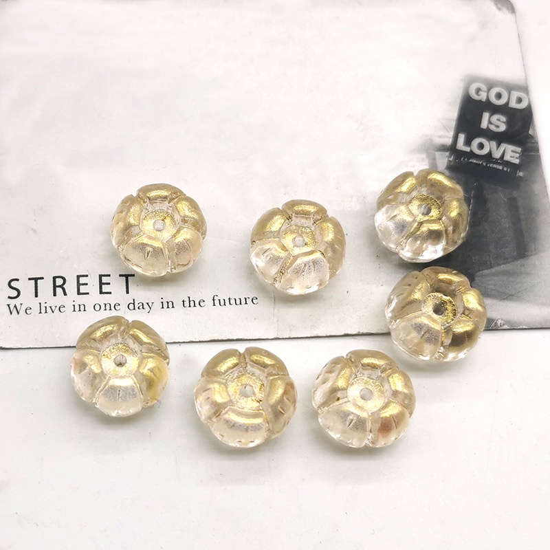 5 trái bí ngô lớn 14*14mm chất liệu thủy tinh nguyên liệu làm trâm làm trang sức cosplay cổ phục