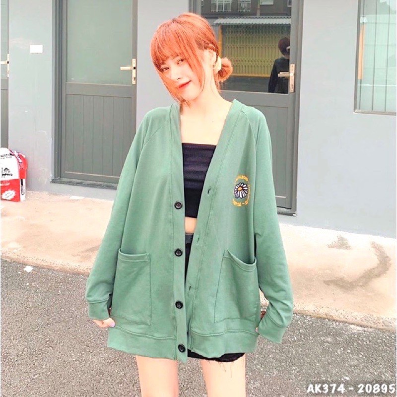 Áo Khoác Cardigan Nữ Nỉ Bông Hàng QC Dày Dặn UNISEX Áo Cardigan Nữ Thun Nỉ Ngoại in FLORAL FUN - AK3374 | BigBuy360 - bigbuy360.vn