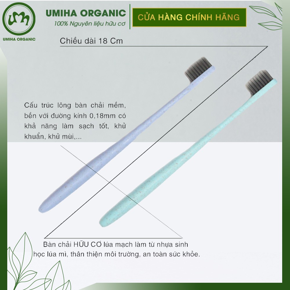 Bàn chải đánh răng hữu cơ cao cấp UMIHA ORGANIC lông mềm mịn, chất liệu an toàn, giao màu ngẫu nhiên