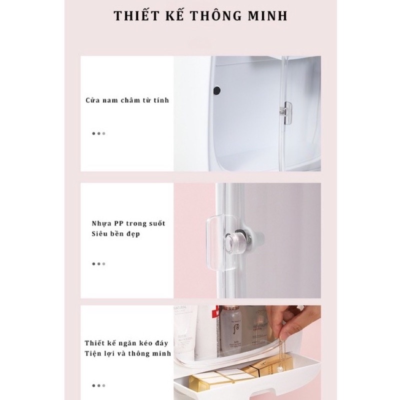 Kệ đựng mỹ phẩm treo tường Hokori Việt Nhật chống nước. Kèm miếng dán trong to. Treo mọi nơi đựng mọi đồ đều gọn gàng