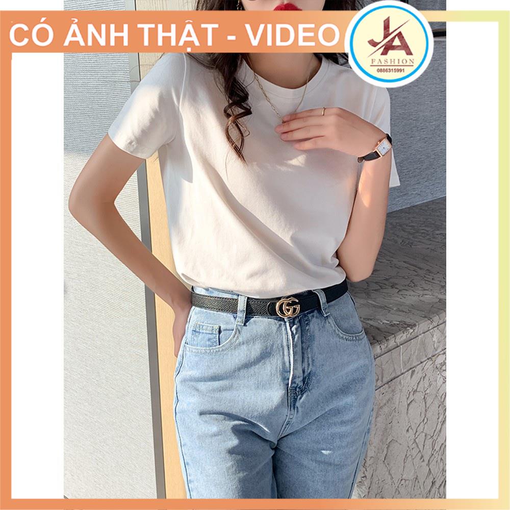 Áo thun nữ hè ngắn tay TSIMPLE  chất Cotton Mềm Mát, Màu Trơn, Co Giãn, áo phông Form Ôm Nhẹ  free size dưới 55kg JASHOP