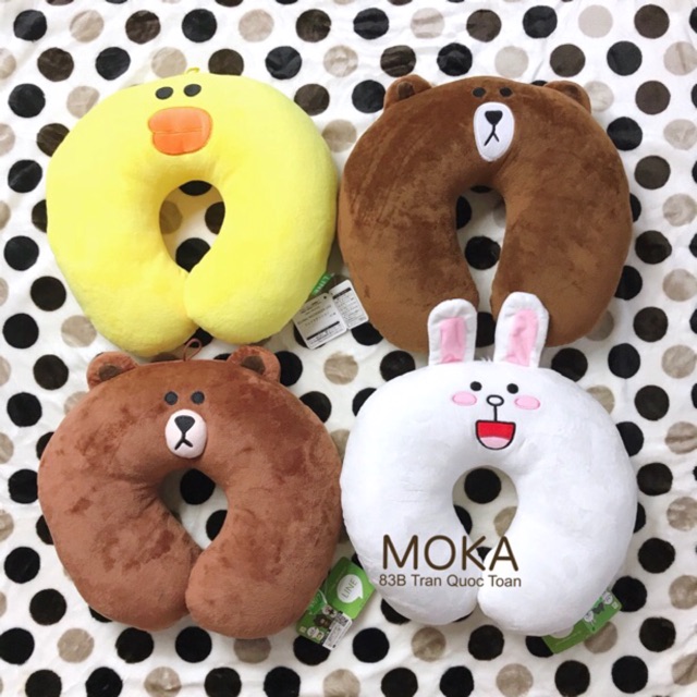 Gối chữ U gấu Brown và thỏ Cony (Ảnh shop tự chụp 100%)