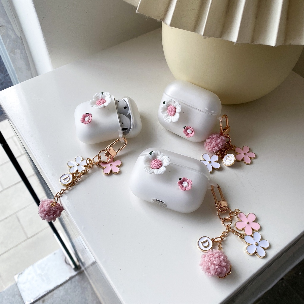 Vỏ Bảo Vệ Hộp Sạc Tai Nghe Bluetooth Không Dây AirPods 1 2 pro 3 2021 gen3 Hình Hoa 3D DIY