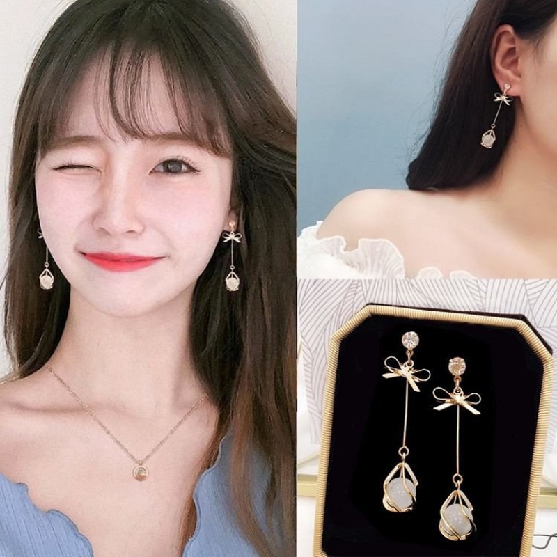 Bông tai nữ Hàn Quốc đính đá sành điệu phụ kiện thời trang cá tính trẻ trung