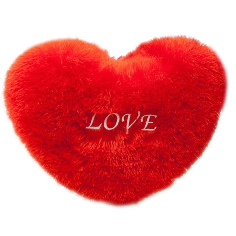 Gối lông nhung dài mềm hình trái tim đỏ thêu chữ LOVE trang trí sofa nhà ở/quà tặng đám cưới/dịp Valentine
