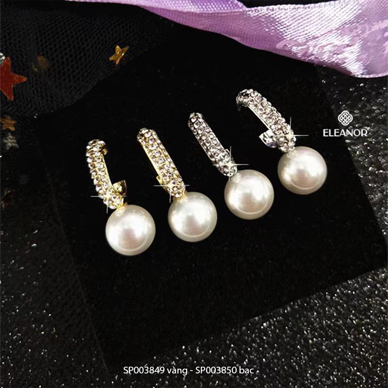 Bông tai nữ đính đá ngọc trai nhân tạo chuôi bạc 925 Eleanor Accessories phụ kiện trang sức Hàn Quốc
