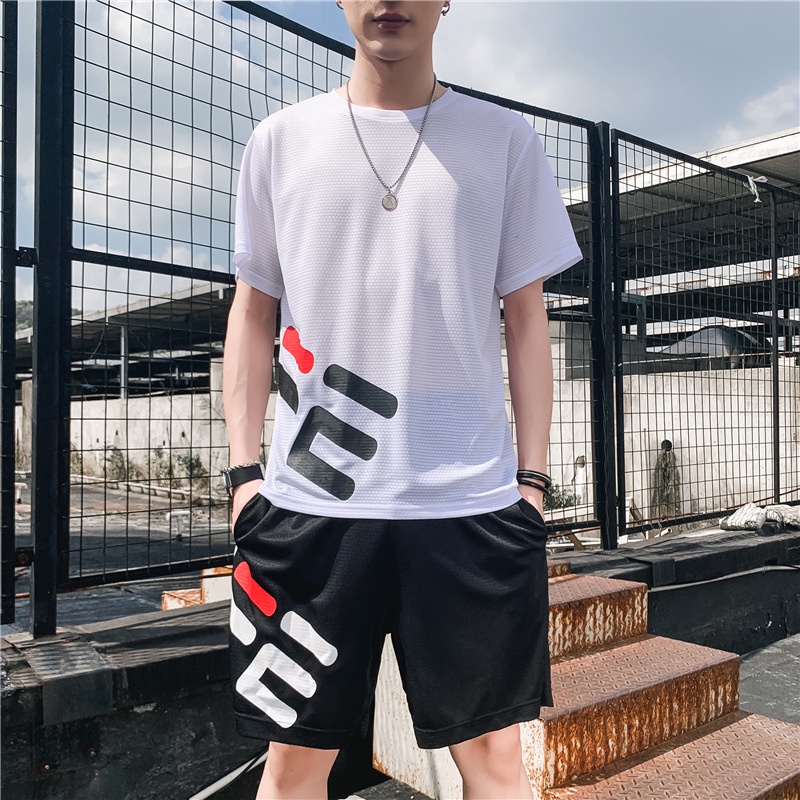 Bộ Thể Thao Nam FI.LLA quần áo tập gym vải thun lạnh thoáng mát co giãn năng động thời trang MSSBHP1