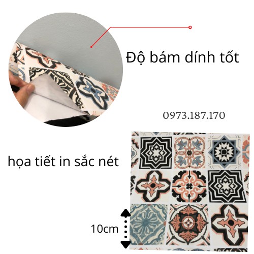 120x100cm Decal gạch bông , dán kính , dán phòng bếp