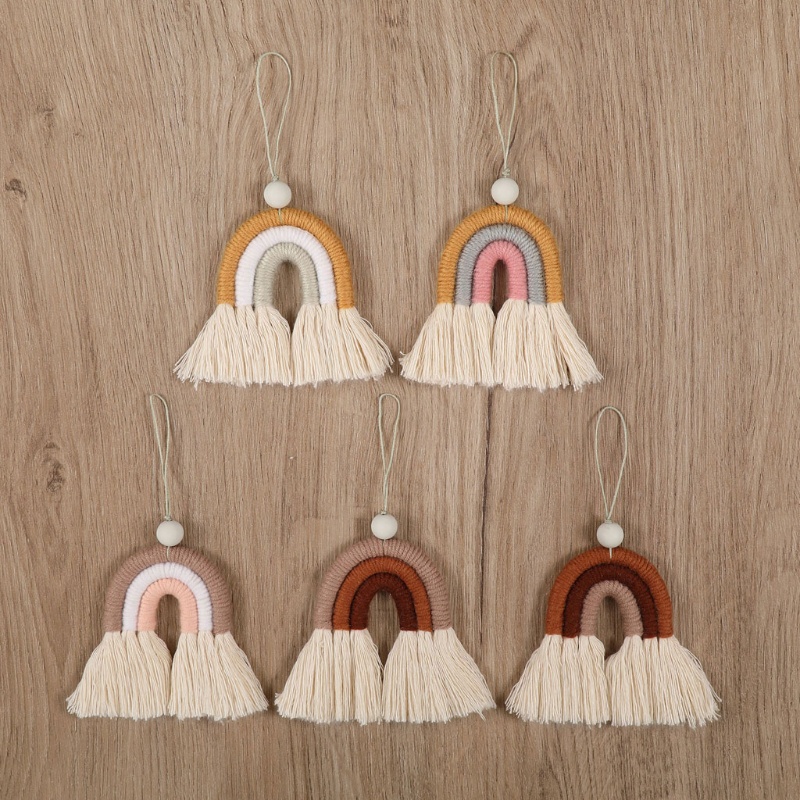 Dây Đeo Điện Thoại Bằng Cotton Thủ Công Màu Cầu Vồng