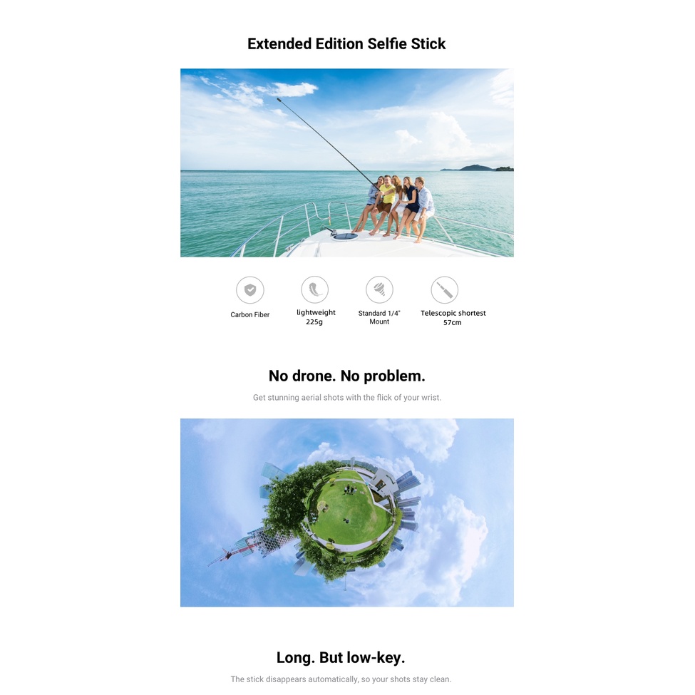 Gậy Tự Sướng 3M Bằng Sợi Carbon Siêu Dài Vô Hình Cho Insta360 ONE X2 / ONE RS / R / ONE X GoPro 10 / 9T