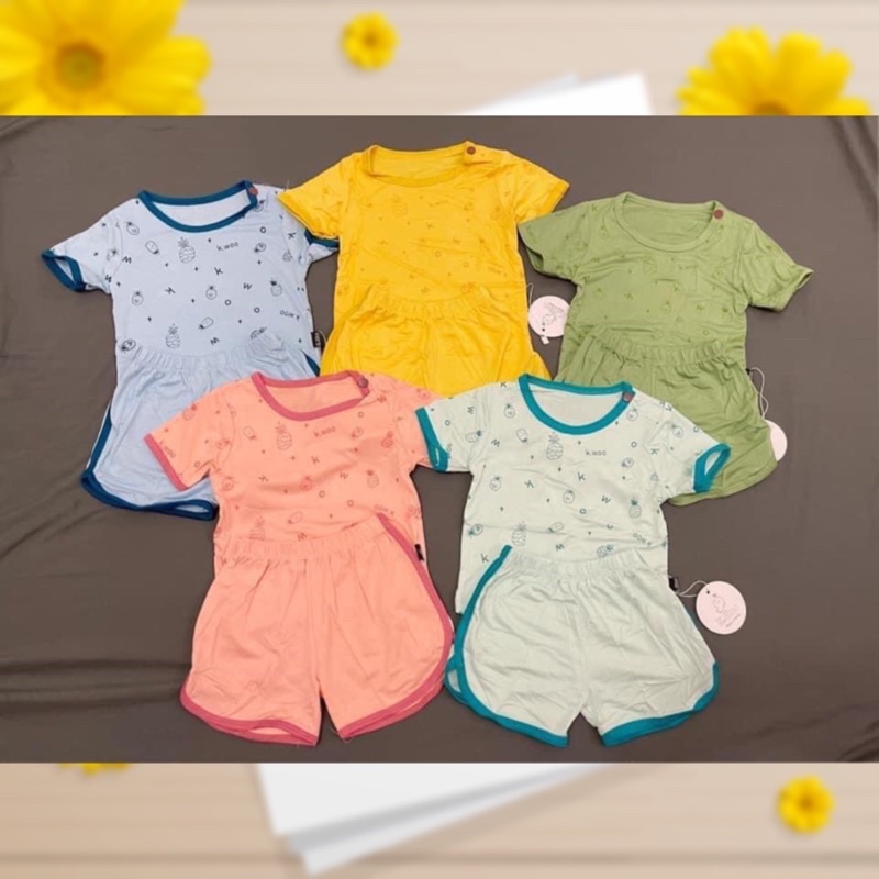 Bộ Cộc Tay Cho Bé KWOO Chất Cotton Thun Lạnh  Mềm Mịn Mát Cho Bé 7-17kg (xả hàng)