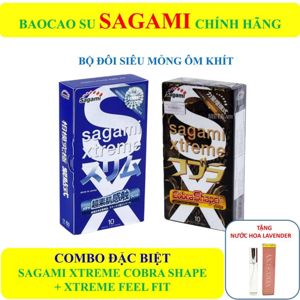 [HÀNG NHẬT CAO CẤP] Bộ đôi chân thật Bao cao su siêu mỏng Sagami Xtreme Feel Fit + siêu mỏng Sagami Xtreme Cobra shape