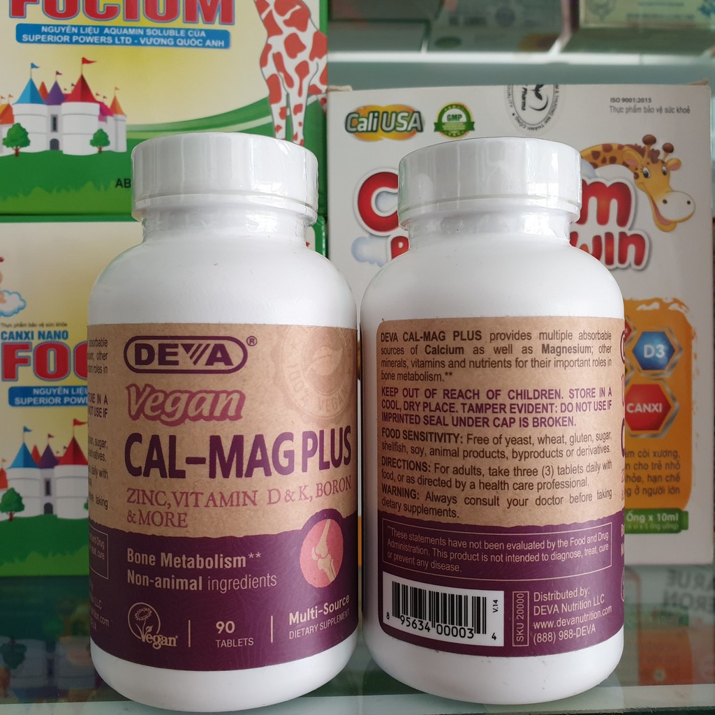 Vegan - Viên uống Bổ Sung Canxi, Vitamin D & Magiê Thuần Chay