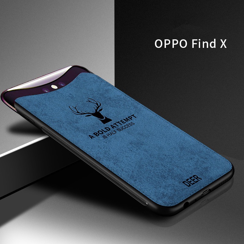 Ốp điện thoại mặt vải hình đầu hươu cổ điển dành cho OPPO Find X