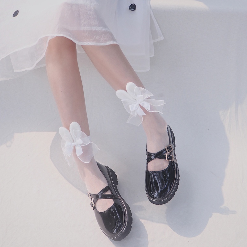 Vớ Sợi Thủy Tinh Phối Tai Thỏ Phong Cách Lolita Xinh Xắn Cho Nữ