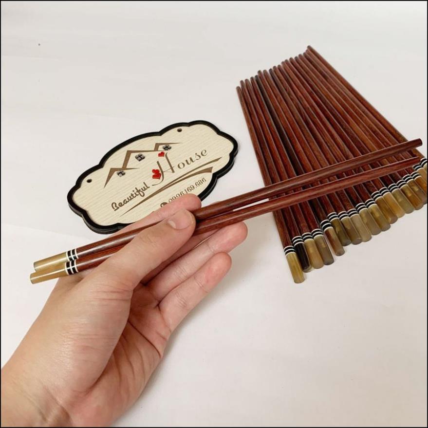 Đũa Gỗ Trắc  Bọc Sừng, Vân Đẹp, Chống Mốc - Đũa Gỗ Ăn Cơm Gỗ Trắc Tự Nhiên Không Chất Bảo Quản