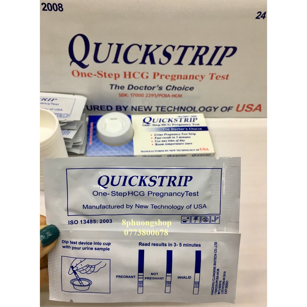 Combo 3 hộp 72 que Que Thử Thai Quickstrip 24 Que/ hộp Phát Hiện Thai Sớm