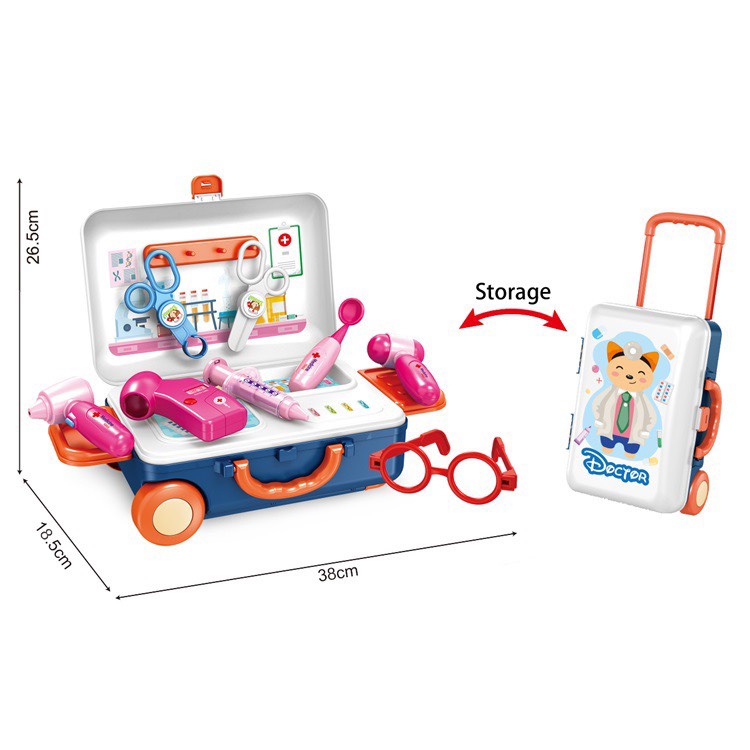 Đồ chơi dụng cụ bác sĩ kèm vali kéo phát triển kỹ năng - đồ chơi nhập vai giáo dục