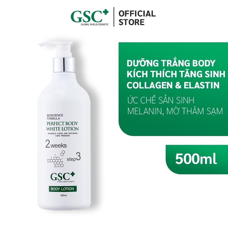 Kem dưỡng trắng da body GSC 500ml  Perfect Body White Lotion