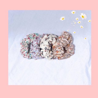 scrunchie cột tóc hoạ tiết hoa dễ thương nhiều kiểu