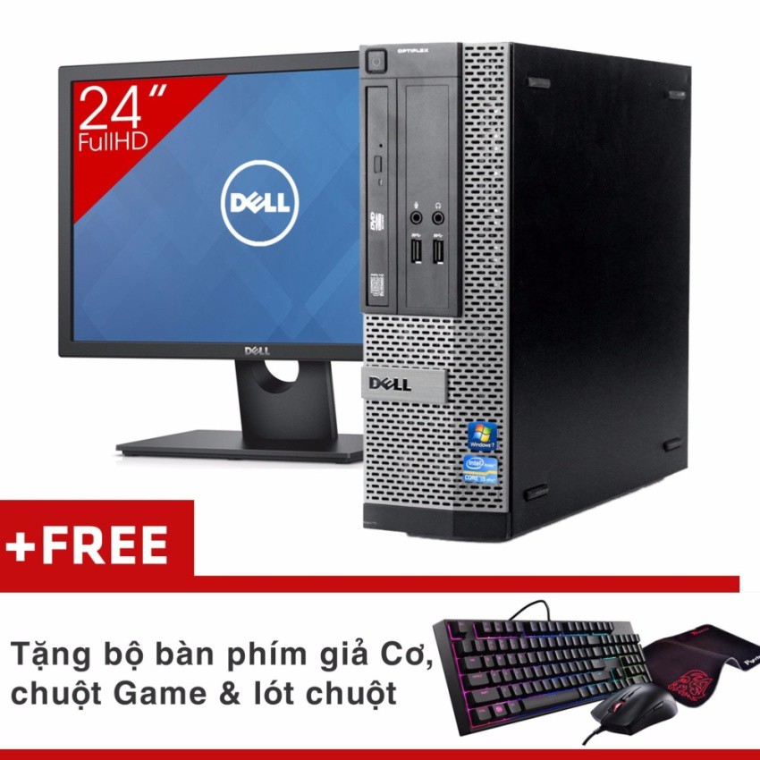 Máy tính Văn Phòng DELL OPTIPLEX 390 SFF + Màn hình Dell 24inch Full-HD (Core i7 2600, Ram 16GB, HDD 3TB) + Quà Tặng