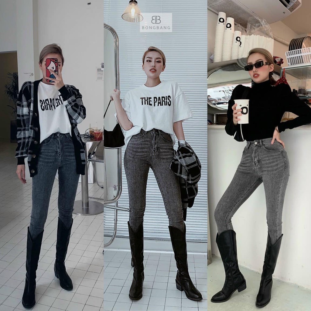 Quần jeans trơn co dãn 2 màu mã 8430+8435 (kèm ảnh thật, video)