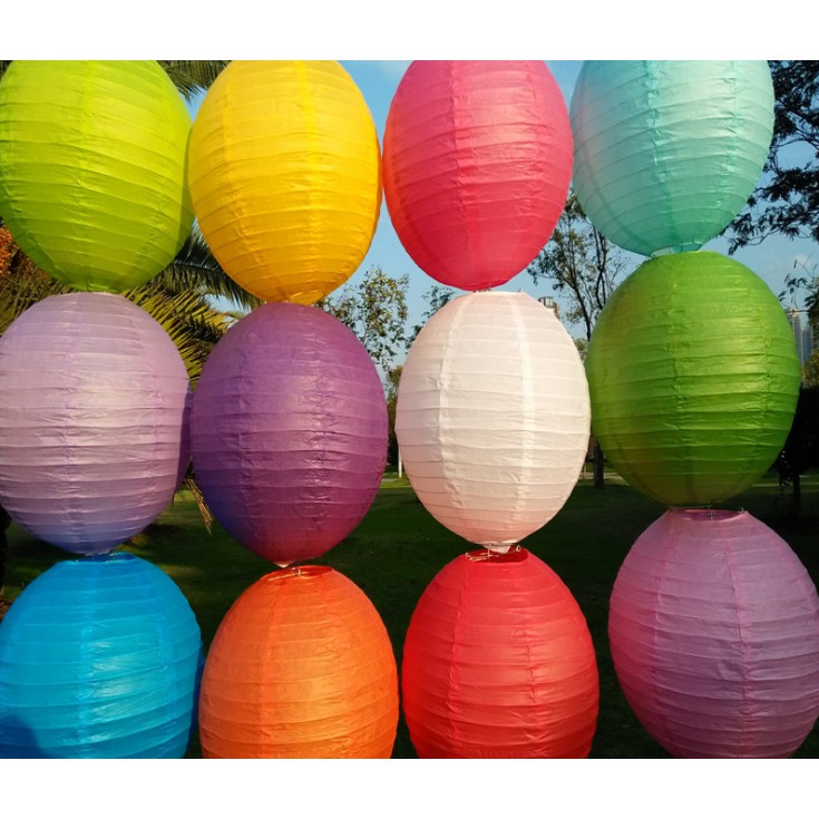 Lồng đèn giấy tròn màu đỏ - đủ size
