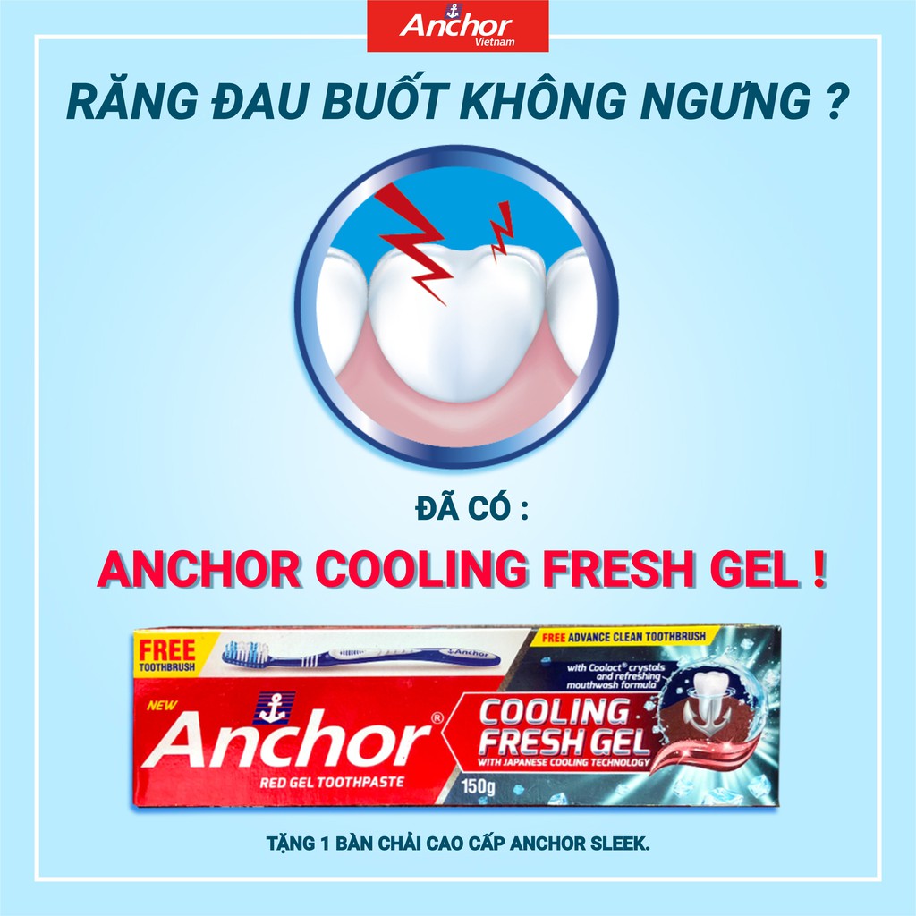 [TẶNG BÀN CHẢI]Kem Đánh Răng Cho Răng Ê Buốt, Nhạy Cảm Anchor Cooling Fresh Gel - 150g