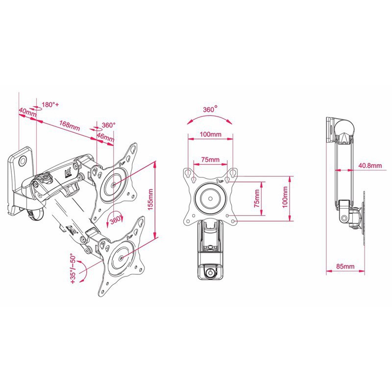 Giá treo màn hình máy tính North Bayou NB-F120 có thể nâng lên hạ xuống được 17-27 inch