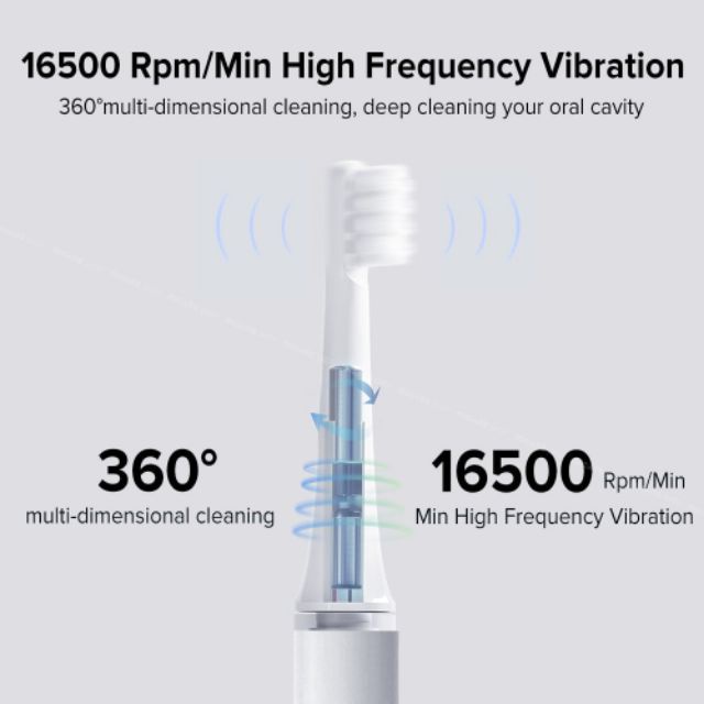 Bàn chải điện Xiaomi Mijia T100 - Sạc Kháng Nước - Nhỏ Gọn - Dễ Sử Dụng - Loại Bỏ Mọi Vi Khuẩn Trong Răng